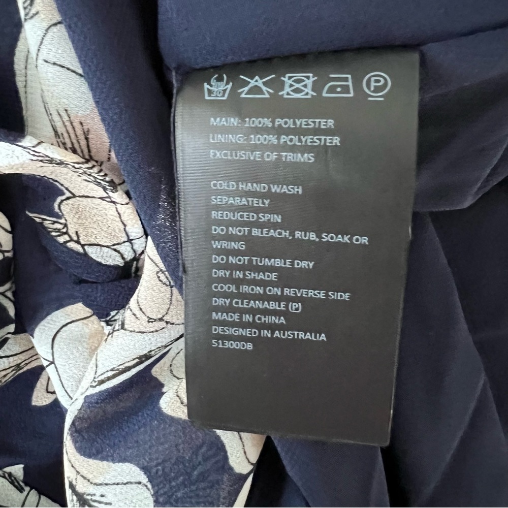 Floral Navy Dress with Open Back - Picture 12 of 13